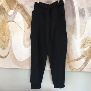 JOE FRESH | Black Tie Waist Cinched Ankle Pants NWOT Size Medium